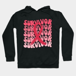 Groovy Pink Ribbon Breast Cancer Survivor Gift For Mom Hoodie